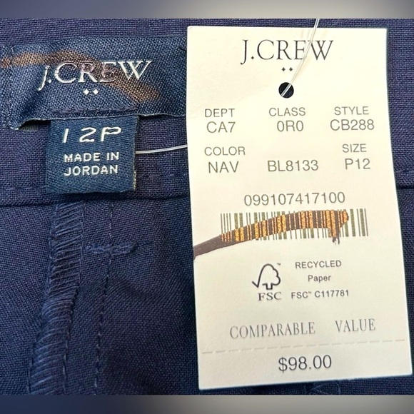 NWT J. Crew Factory Petite Slim-Fit Full-Length Trouser Pant, Size 12P - Picture 11 of 13